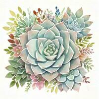 Watercolor Succulents Clipart photo