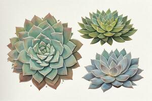 Watercolor Succulents Clipart photo