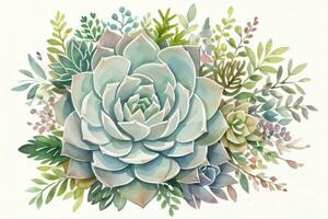 Watercolor Succulents Clipart photo