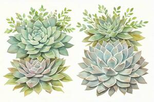 Watercolor Succulents Clipart photo