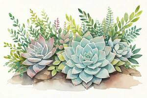 Watercolor Succulents Clipart photo