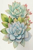 Watercolor Succulents Clipart photo