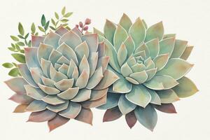 Watercolor Succulents Clipart photo