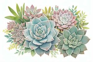 Watercolor Succulents Clipart photo