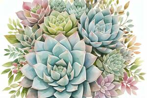 Watercolor Succulents Clipart photo