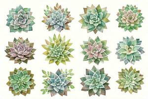 Watercolor Succulents Clipart photo