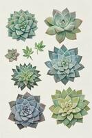 Watercolor Succulents Clipart photo