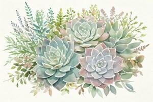 Watercolor Succulents Clipart photo