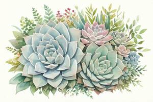 Watercolor Succulents Clipart photo