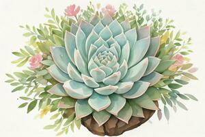 Watercolor Succulents Clipart photo
