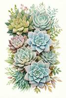 Watercolor Succulents Clipart photo