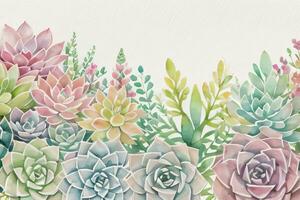 Watercolor Succulents Clipart photo