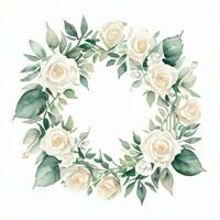 White Watercolor Roses Clipart photo