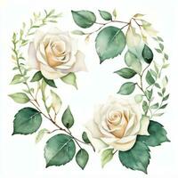 White Watercolor Roses Clipart photo