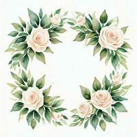 White Watercolor Roses Clipart photo