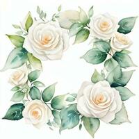 White Watercolor Roses Clipart photo