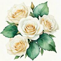 blanco acuarela rosas clipart foto