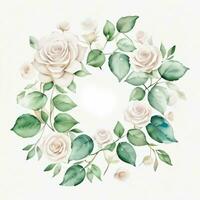 White Watercolor Roses Clipart photo