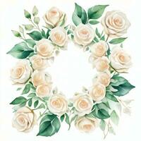 White Watercolor Roses Clipart photo