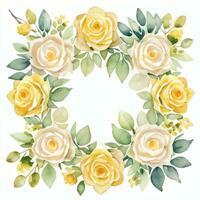 Yellow Watercolor Roses Clipart photo