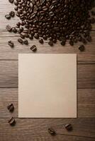 Coffee Beans on the wooden table banner template photo