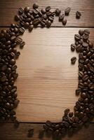 Coffee Beans on the wooden table banner template photo