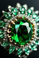 Emerald Crystal Close up Macro Shot Photo Texture Background