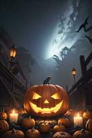 3D Background with Halloween Pumpkin Poster Template Background photo