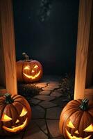 3D Background with Halloween Pumpkin Poster Template Background photo