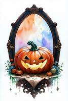 Halloween Poster With Pumpkin Background photo