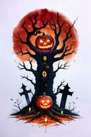 Halloween Poster With Pumpkin Background photo