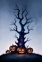 Halloween Poster With Pumpkin Background photo