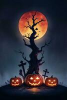 Halloween Poster With Pumpkin Background photo