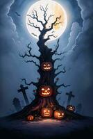 Halloween Poster With Pumpkin Background photo