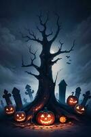 Halloween Poster With Pumpkin Background photo