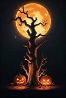 Halloween Poster With Pumpkin Background photo