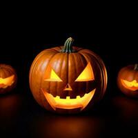 Halloween Pumpkin on the Black Background photo