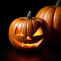 Halloween Pumpkin on the Black Background photo