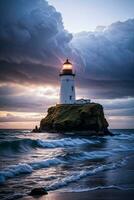 foto de el faro y Tormentoso mar antecedentes fondo de pantalla