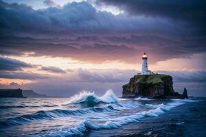 foto de el faro y Tormentoso mar antecedentes fondo de pantalla