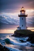 foto de el faro y Tormentoso mar antecedentes fondo de pantalla