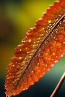 Autumn Leaves macro shot with simmer an waterdrops photo