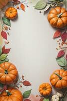 Watercolor Background with Pumpkins Halloween or Harvest Festival photo