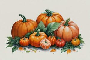 Watercolor Background with Pumpkins Halloween or Harvest Festival photo