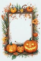 Watercolor Background with Pumpkins Halloween or Harvest Festival photo