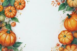 Watercolor Background with Pumpkins Halloween or Harvest Festival photo
