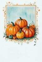 Watercolor Background with Pumpkins Halloween or Harvest Festival photo