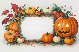 Watercolor Background with Pumpkins Halloween or Harvest Festival photo