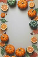 Watercolor Background with Pumpkins Halloween or Harvest Festival photo