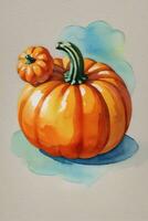 Watercolor Background with Pumpkins Halloween or Harvest Festival photo